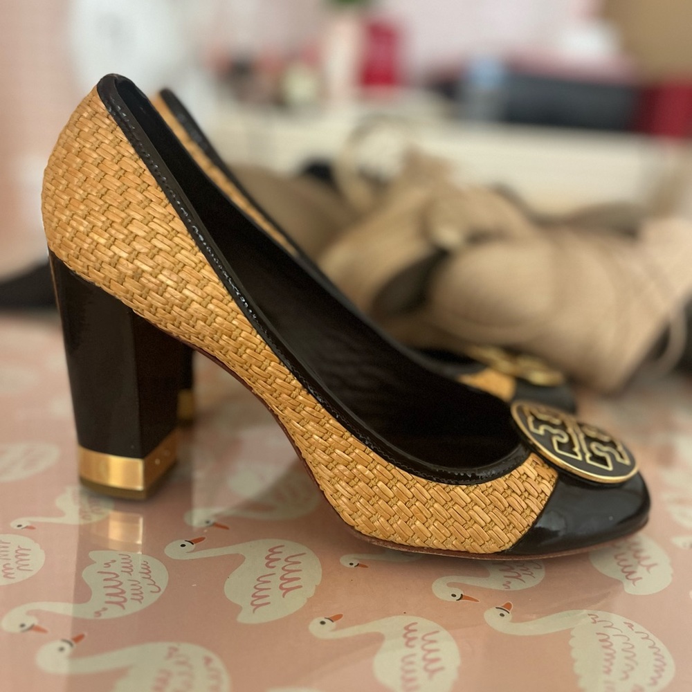 Tory Burch woven two tone heels